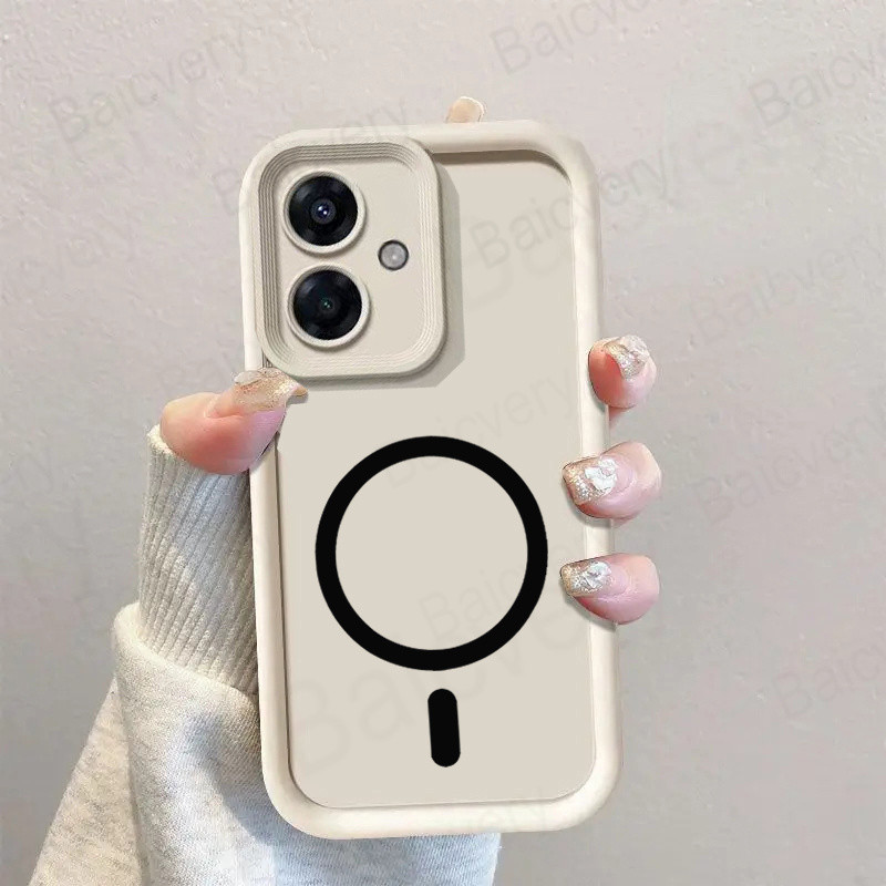 เคสโทรศัพท์สําหรับ Samsung Galaxy A06 4G / A06 5G / A07 4G Capas กระเป๋าสีสันสดใสซิลิโคน TPU พร้อมสติกเกอร์แม่เหล็ก