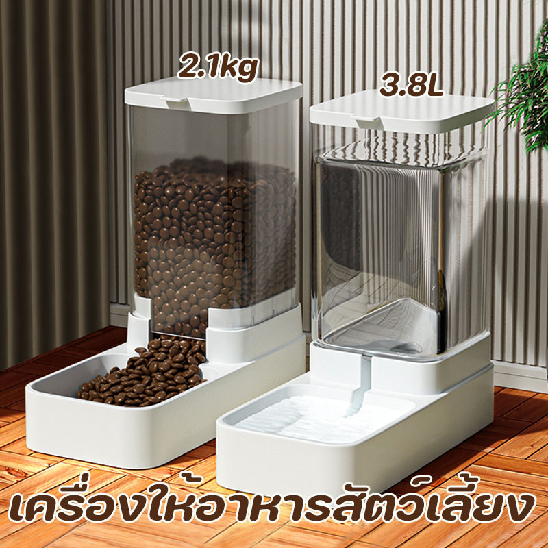 ตัวป้อนสัตว์เลี้ยงอัตโนมัติ ที่ให้อาหารอัตโนมัติ ชามอาหาร แมว หมา เครื่องให้น้ำและอาหารสัตว์เลี้ยงอัตโนมัติ