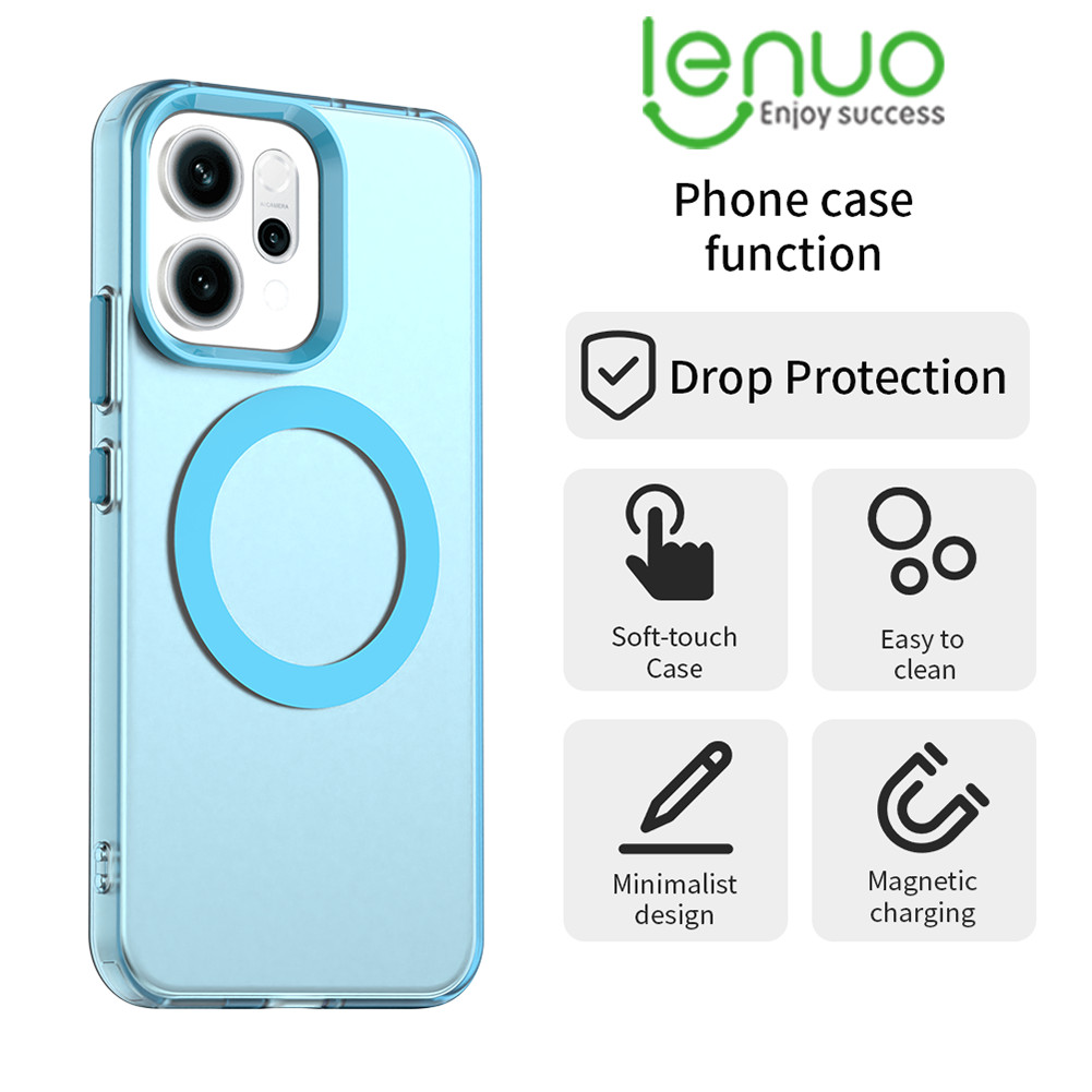 Lenuo Magnetic Matteเคสโทรศัพท์สําหรับOPPO Reno 14 Pro 14F reno13 Pro 13F Reno12 Pro 12F 4GปลอกCandyสีโปร่งใสแผ่นดินไหวฝาครอบบาง