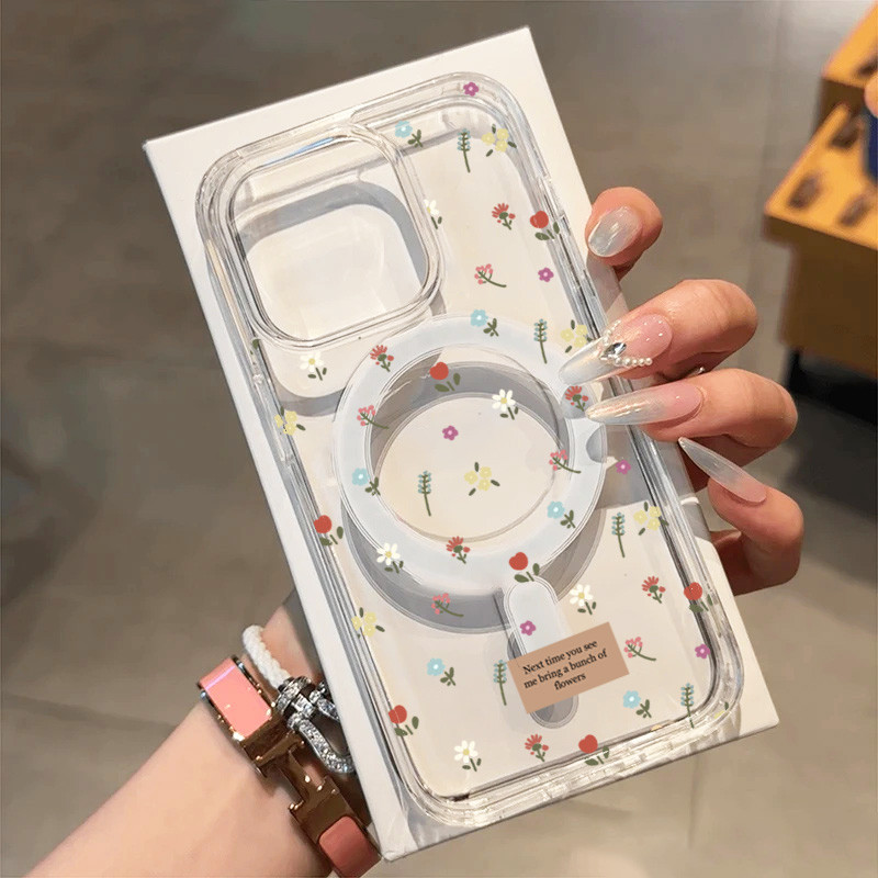 SAMSUNG การออกแบบดอกไม้น่ารักพิมพ์เคสโทรศัพท์แม่เหล็กสําหรับSamsung S23 FE S24 FE S25 S24 S23 S22 Plus Ultra S21 S20 FEฝาครอบ