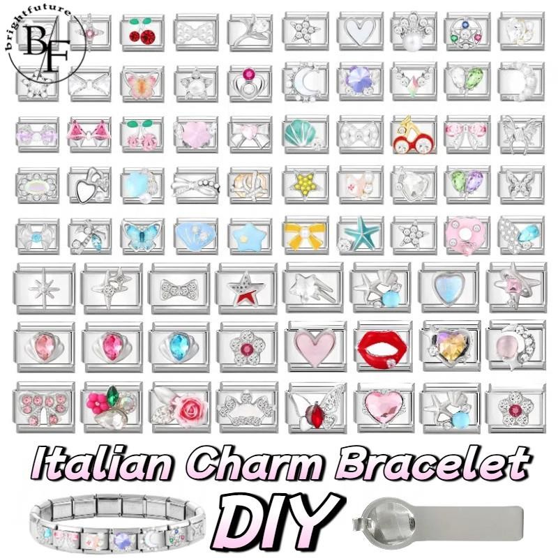 สร้อยข้อมือสแตนเลสสีสันสดใส สไตล์อิตาลี ขนาด 9 มิลลิเมตร ตกแต่งด้วยเพชรสังเคราะห์ พร้อม.moduleสำหรับการสร้างสรรค์เครื่องประดับย้อนยุค