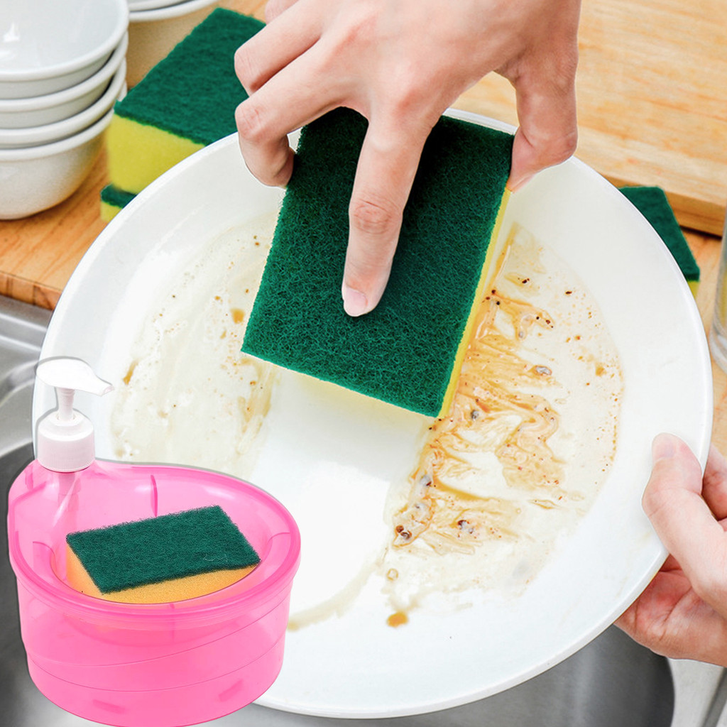 ชุดฟองน้ําจ่ายน้ํายาล้างจาน-การออกแบบรีฟิลที่ทนทาน-กล่องเต้าเสียบน้ํายาทําความสะอาด 2 ใน 1 - รูปที่ 5