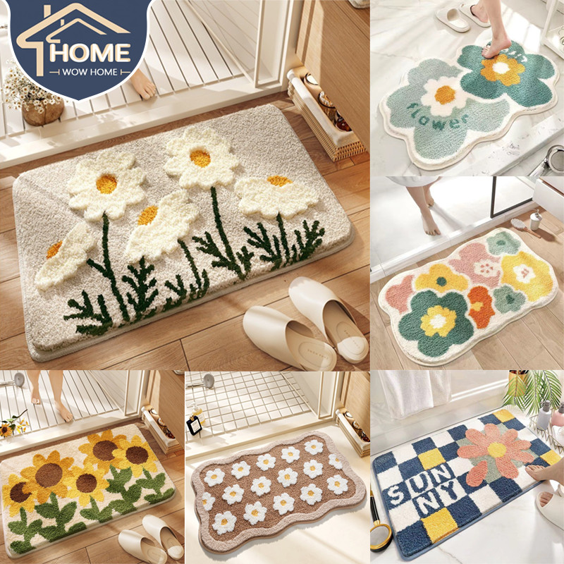 🔥COD🔥พรมปูพื้น 40X60cm ดูดซับน้ำ มีแผ่นกันลื่น พรมนิ่ม พรมห้องนอน พรมห้องน้ำ พรมซับน้ำได้ดี