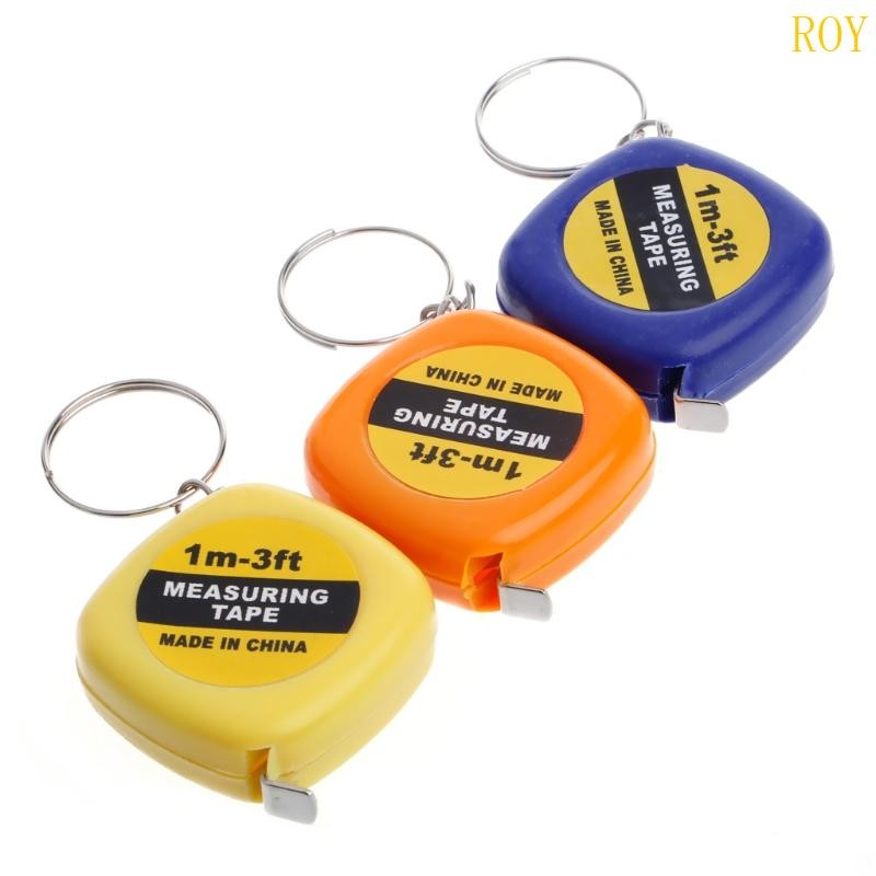 ROY Easy Retractable ไม้บรรทัดเทปวัดมินิแบบพกพาดึงไม้บรรทัดพวงกุญแจ 1m 3ft