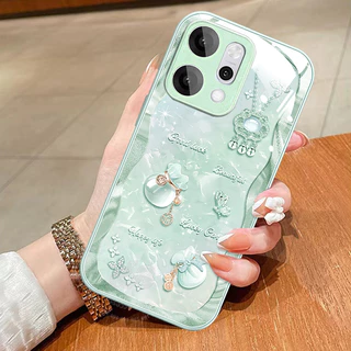 เคส OPPO Reno 14 15 14F 13F 15F 13 5G เคส OPPO Reno 13 15 14 Pro Max 5G Case กระเป๋านําโชคดีโคลเวอร์สร้อยคอกันกระแทกพร้อมขอบซิลิโคนนุ่ม 2025 ใหม่หรูหรากระจกเคสโทรศัพท์สําหรับเด็กผู้หญิงผู้หญิงนักเรียน