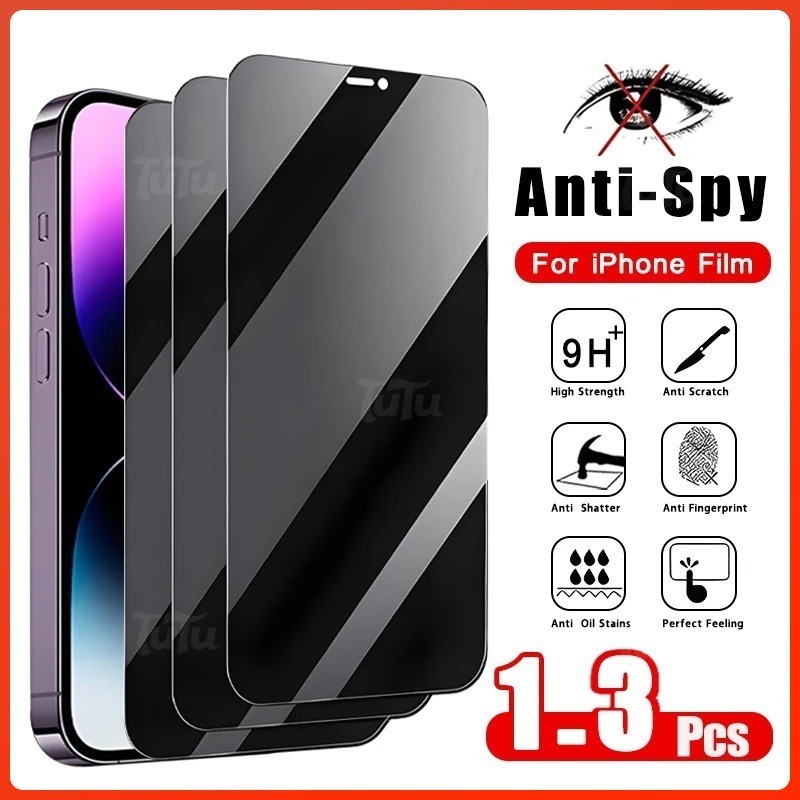 TuTu 1 ~ 3 ชิ้นความเป็นส่วนตัวกระจกนิรภัยป้องกันหน้าจอสําหรับiPhone 17Air 17 16E 16 11 12 13 14 15 Pro Max XS Max XR X 6 7 8 Plus SE 2020 คลุมทั้งหมดAnti Spyความเป็นส่วนตัวกระจกนิรภัย