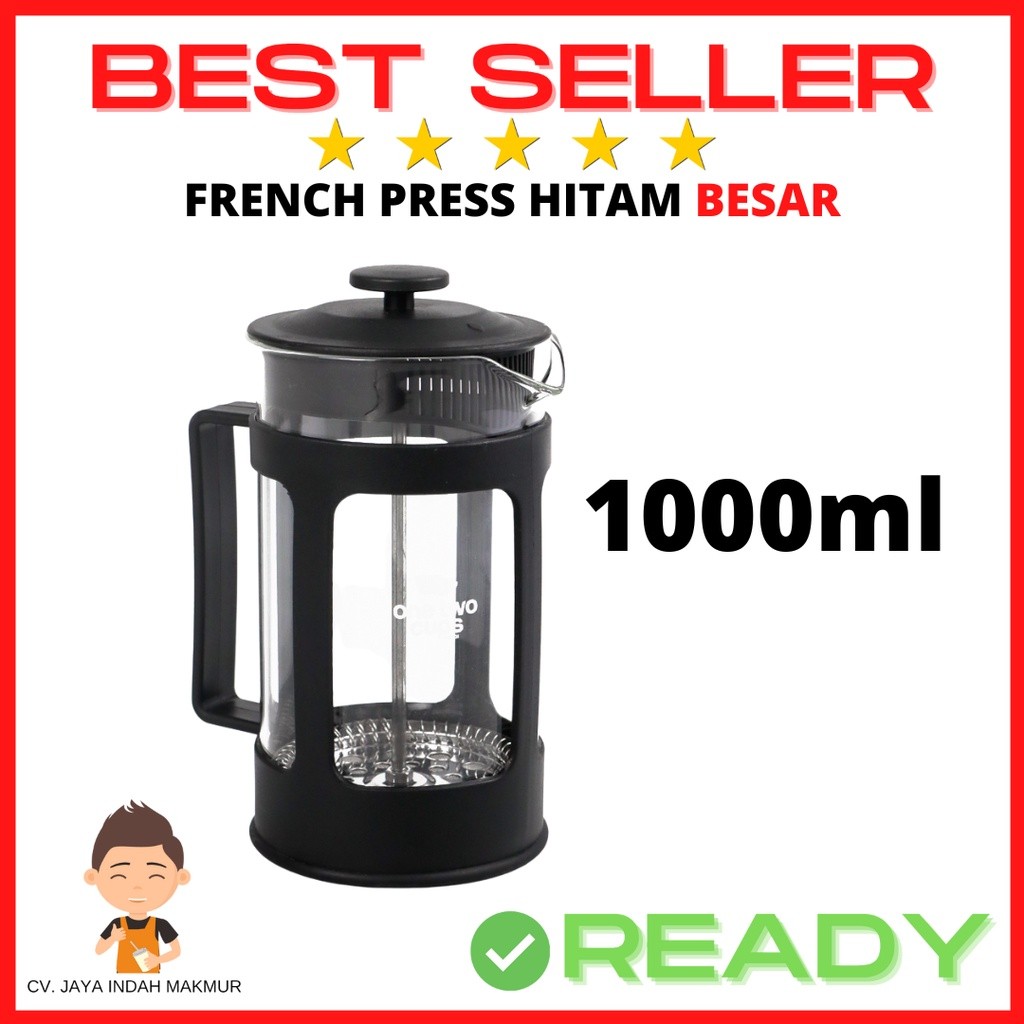 KIT French Press Coffee 1000ml เครื่องชงกาแฟ Tea Plunger กรองกาแฟบาริสต้าขนาดใหญ่