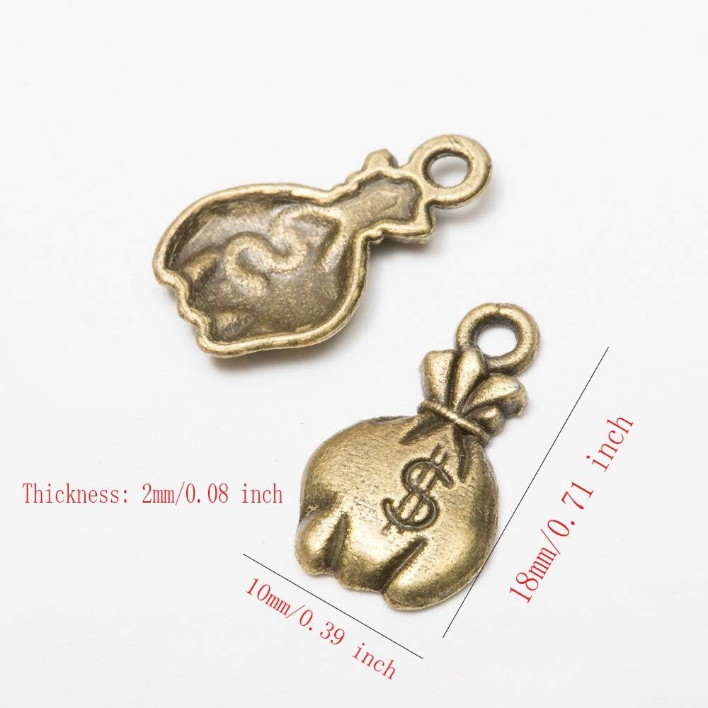 100 ชิ้น Antique Bronze Mini US Dollar Sign เงินกระเป๋า Charms, Diy อุปกรณ์เสริมจํานวนมากสําหรับสร้อ