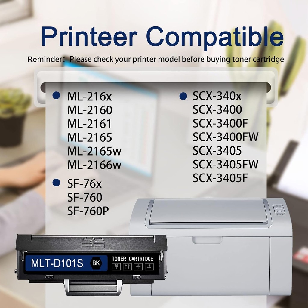 [1-Pack,สีดํา] MLT-D101S D101S 101S SU700A ตลับหมึกสําหรับ Samsung Xpress ML-216x 2160 2161 2165 216