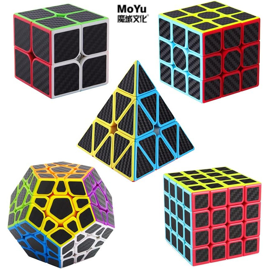 Moyu คาร์บอนไฟเบอร์ สปีดคิวบ์ 2x2 3x3 4x4 พีระมิดและ Megaminx คาร์บอนไฟเบอร์ คิวบ์ สมูธร มาซิค คิวบ์ คอลเลกชันปริศนา คิวบ์ ของเล่น