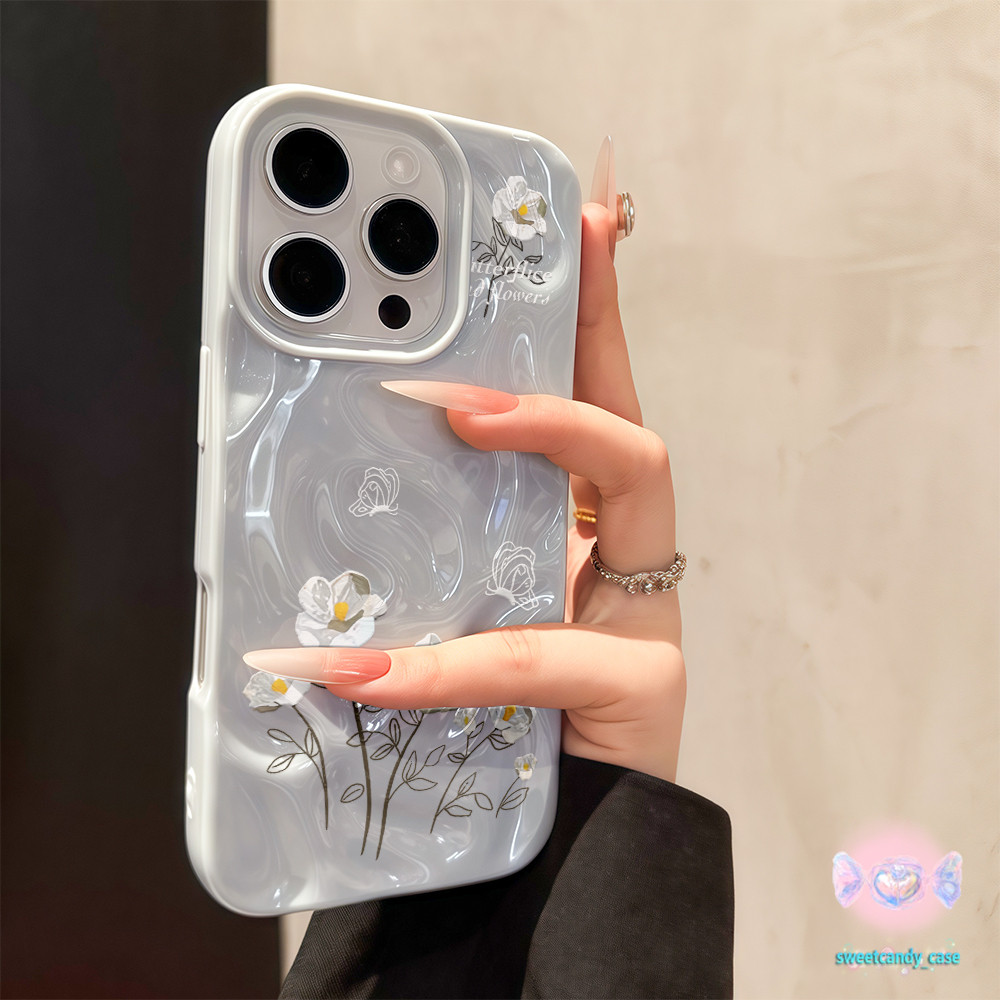 💖จัดส่งในพื้นที่💖 เคสเหมือนอุกกาบาต สีขาว ช่อดอกไม้ การออกดอก  สําหรับIPhone16 15 14 13 12 11 7 8plus Pro Promax X XR XS - รูปที่ 3