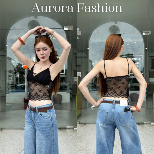 Aurora🛒พร้อมส่ง🚚 (รูปถ่ายจากงานจริง) ลูกไม้ฝรั่งเศสเซ็กซี่เชือกแขวนคอด้วยแผ่นหน้าอก