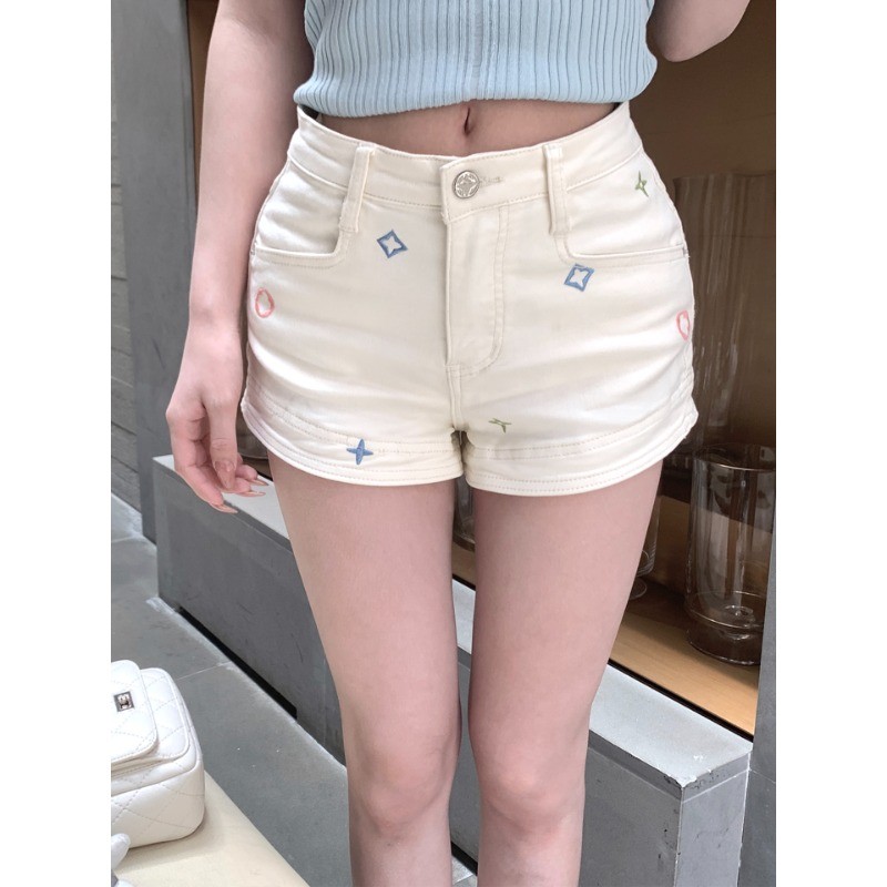 (ส่งจากกรุงเทพฯ) กางเกงยีนส์ขาสั้น เอวสูง สีขาว ผ้าไม่ยืด แต่งขาดขาเจียรซิป สุดเซ็กซี่ - รูปที่ 2