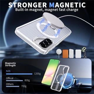 SAMSUNG เคสโทรศัพท์ตาข่ายกลวงสําหรับSamsung A56 A57 A17 A16 A36 A37 A26 A07 A06 A55 A35 A25 A15 A14 A05 A05S M56 F56 การกระจายความร้อนฝาครอบป้องกันแม่เหล็กวงเล็บโลหะAnti drop shell