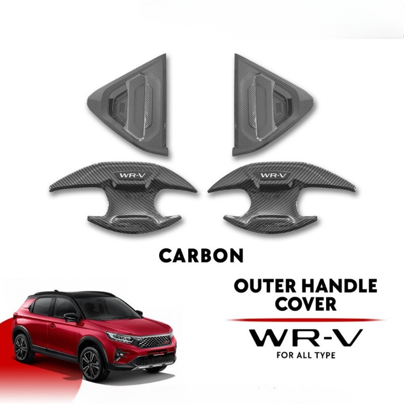 Honda WR-V WRV 2022-2023 มือจับประตูฝาครอบชามฝาครอบกันรอยประตู Carbon Fibre Trim Cover