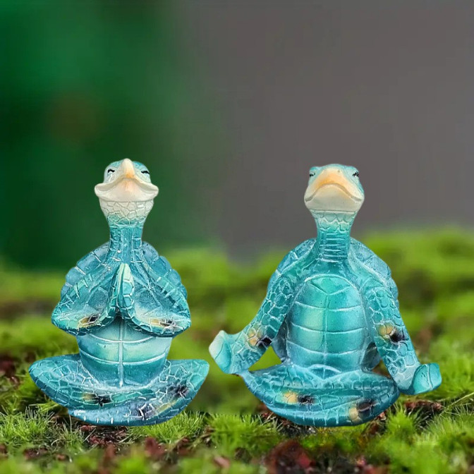 Hot Sale#Craft Ornament Yoga Meditation Turtle Home Decor Resin Meditation Turtle7cc