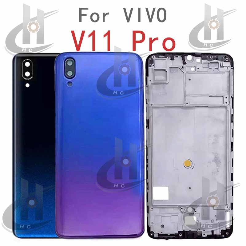 พลาสติกด้านหลังฝาครอบแบตเตอรี่ด้านหลังพร้อมปุ่มด้านข้างสําหรับ VIVO V11 Pro 2018
