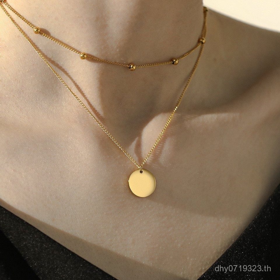 สร้อยคอมัลติเลเยอร์เงินสเตอร์ลิง 925 สไตล์อินฟลูเอนเซอร์ เทรนดี้สำหรับผู้หญิง NVP1