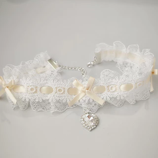 [พร้อมส่งสินค้า] Se.W สร้อยคอแบบ Choker ใหม่ สไตล์อะนิเมะ Collarbone Chain Lolita ประดับโบว์ลูกไม้ Lolita Lace Embroidered Bow Ribbon Custom Made Women Dress Clothes Curtain Decoration