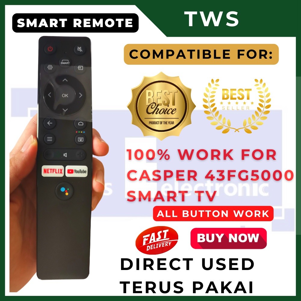 ทีวี android ระยะไกล TWS tcl |Casper Tv สําหรับสมาร์ททีวีเสียงรีโมทคอนโทรล 43 นิ้ว Full HD 43FG5000 