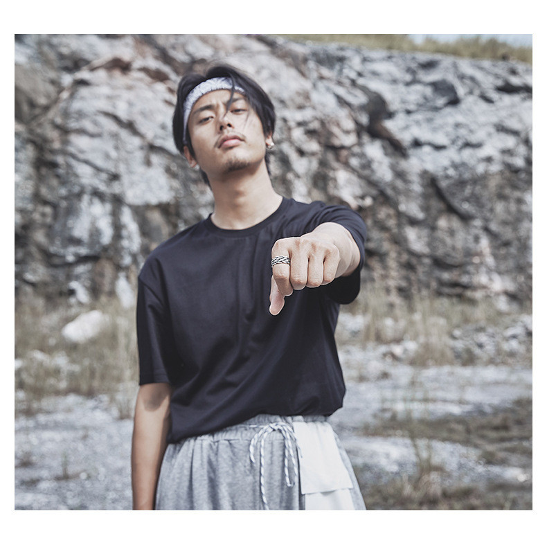 วินเทจโบราณแหวนเปิดเงินสําหรับผู้ชายสร้างสรรค์ถักแหวนเดี่ยวเรียบง่ายสไตล์เครื่องประดับ - รูปที่ 3