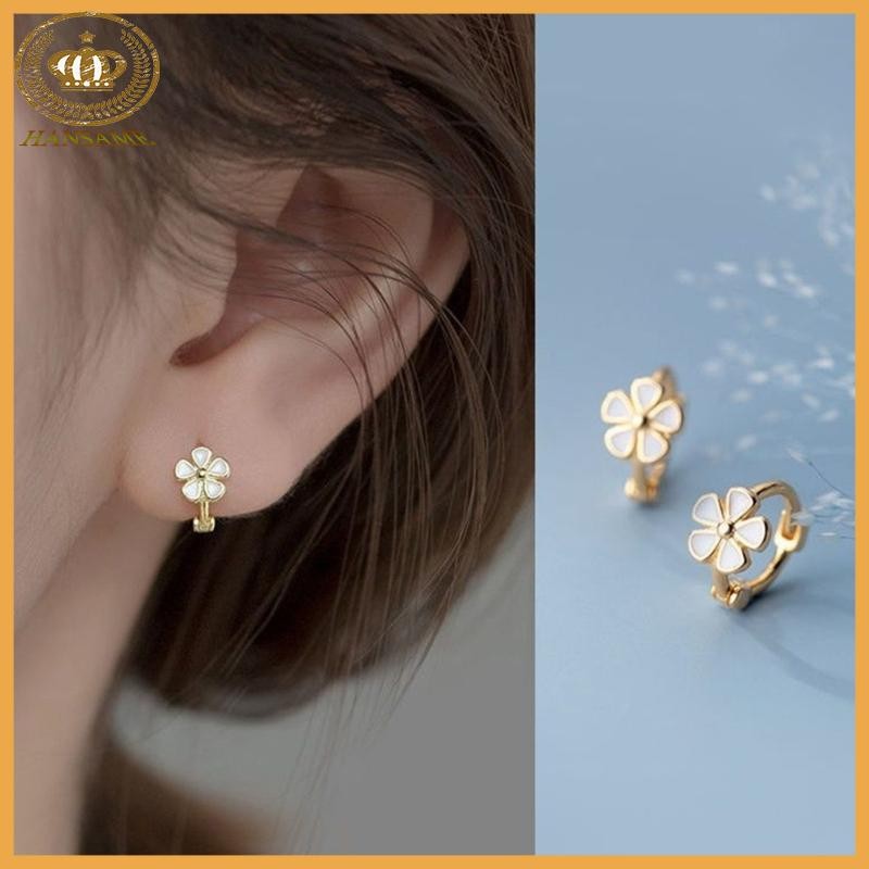 HAN Elegant Gold Silver Plated ต่างหูดอกไม้ Antiภูมิแพ้หู Studs เครื่องประดับทําด้วยมืออุปกรณ์เสริมสําหรับผู้หญิงสวมใส่ทุกวัน