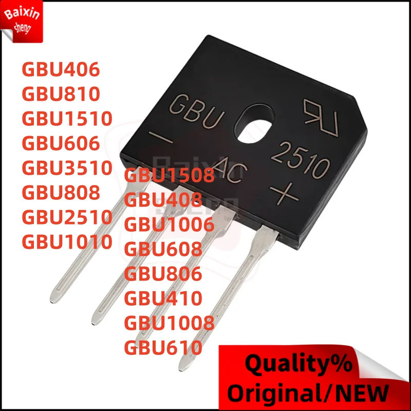 1-5PCS GBU406 GBU810 GBU1510 GBU606 GBU3510 GBU808 GBU2510 GBU1010 GBU1508 GBU408 GBU1006 GBU608 GBU