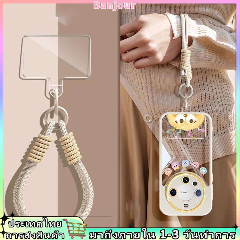 เคสโทรศัพท์ป้องกันการสูญหายสีลูกกวาดเชือกเส้นเล็กเชือกแขวนถักแฮนด์เมด