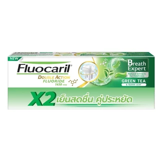 Fluocaril ฟลูโอคารีล ยาสีฟัน กรีนที เบร็ธ เอ็กซ์เพิร์ท 150 กรัม แพ็คคู่