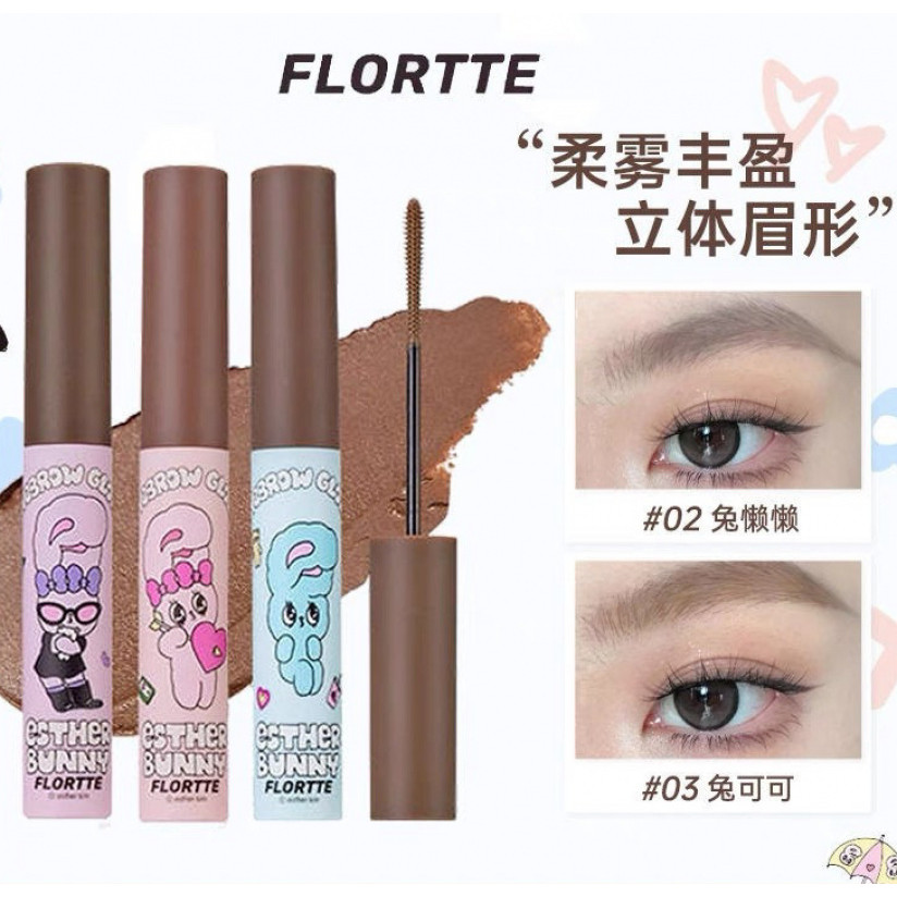 FLORTTE BUNNY Collaboration Eyebrow Dye กันน้ํายาวนานไม่ซีดจาง Wild Eyebrow BUNNY Collaboration สีอ่อน Falling ดอกไม้