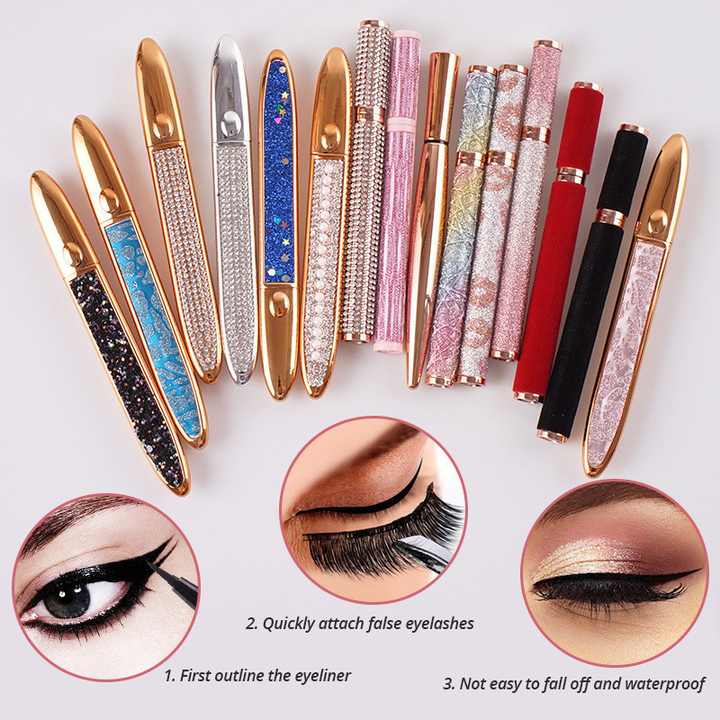 Wholesale#New Starry Sky Eyeliner Pen Eyeliner Glue Pen Internet Celebrity Diamond Glue-Free Self-Ad