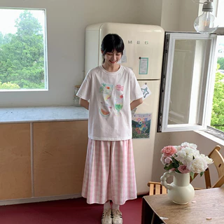 KYO 🍨 เสื้อยืดสตรีไซส์ใหญ่ คอกลม สไตล์เกาหลี Cotton 100% ผ้านุ่มใส่สบาย ใส่ได้ทุกโอกาส "ice cube drink"【COD】