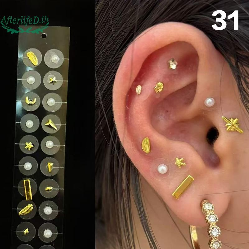 AF แฟชั่น Bowknot สีสัน Rhinestone ไข่มุกสติกเกอร์หูความดัน Stick ฝังเข็ม Auricular หูสติกเกอร์นวด A - รูปที่ 2