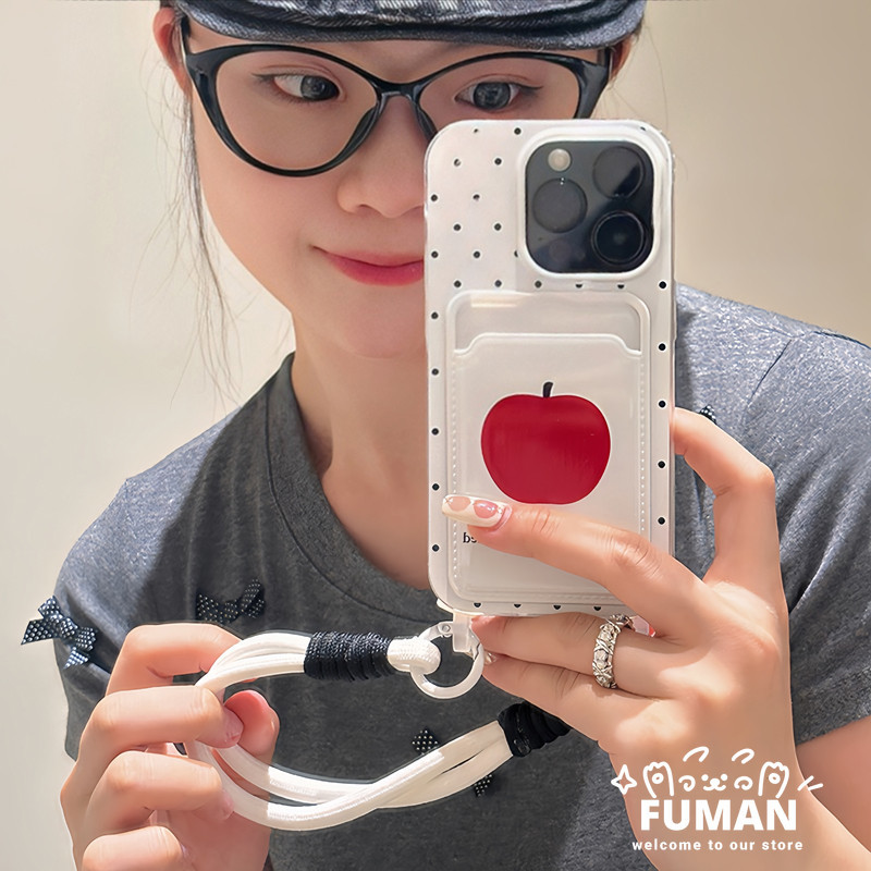 Red Apple Card Holder Casing สําหรับ Vivo iQOO Z10 Z9 Turbo Z10X Z9X Z8 Z8X Z7 Z7X Z6 Z6X Z5 Z5X Z3 