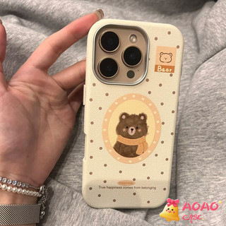 เคสไอโฟน 13 สำหรับ iPhone 11 15 16 13 14 12 Pro Max 15 14 16 7 8 Plus XR X XS SE2 SE3 ปกหนังลายการ์ตูนน่ารักหมีหรูหรา
