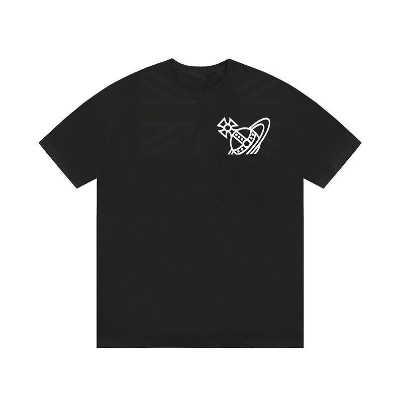 Vivienn สไตล์ใหม่ Saturn เสื้อยืดแขนสั้นผู้ชายผู้หญิงรอบคอหลวม All-Match Influencer การออกแบบความรู้สึกสวมใส่ฤดูร้อน