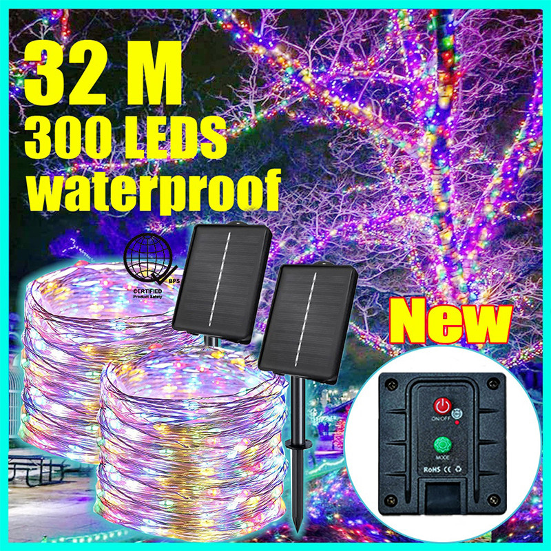 Ligyetor LED พลังงานแสงอาทิตย์ Fairy ไฟ LED คริสต์มาสกันน้ํากลางแจ้ง 8 โหมดสําหรับ Xmas Garden Party Home Decor