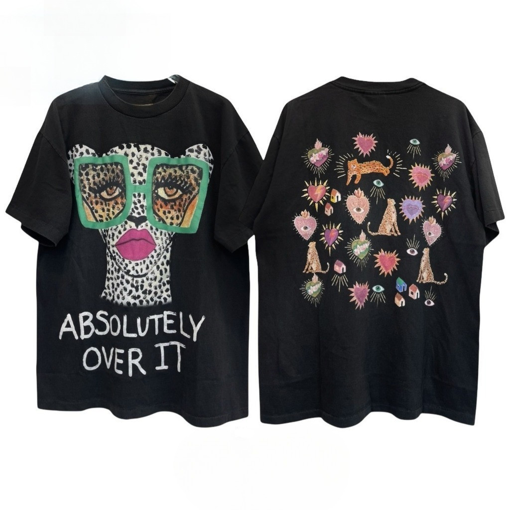 (COD+จัดส่ง 12 ชั่วโมง)BOOM ※  เสื้อยืดสไตล์เกาหลี แว่นตากับเสือดาว oversize เสื้อยืด เสื้อแขนสั้นคอกลม เสื้อยืด