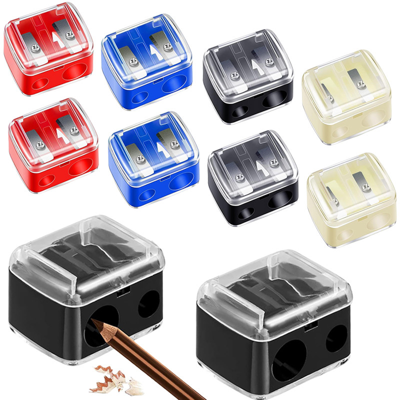 เครื่องเหลาดินสอสองรูสีที่เรียบง่ายมัลติฟังก์ชั่เครื่องเขียนนักเรียนwj811