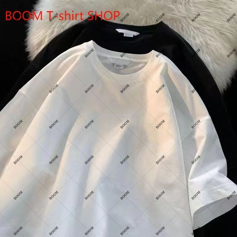 (COD ส่งจากไทย) BOOM SHOP เสื้อยืดคอกลมแฟชั่นเสื้อเชิ้ตสีทึบวัสดุผ้าฝ้ายนุ่มและสบาย ออเวอร์ไซส์S-3XL