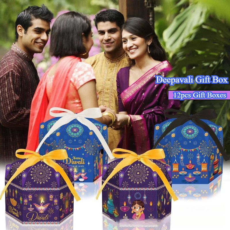 [คลังสินค้าพร้อม] Deepavali Hex Candy Cookies Box Deepavali Festival Party Gift Wrapping Diwali Gift