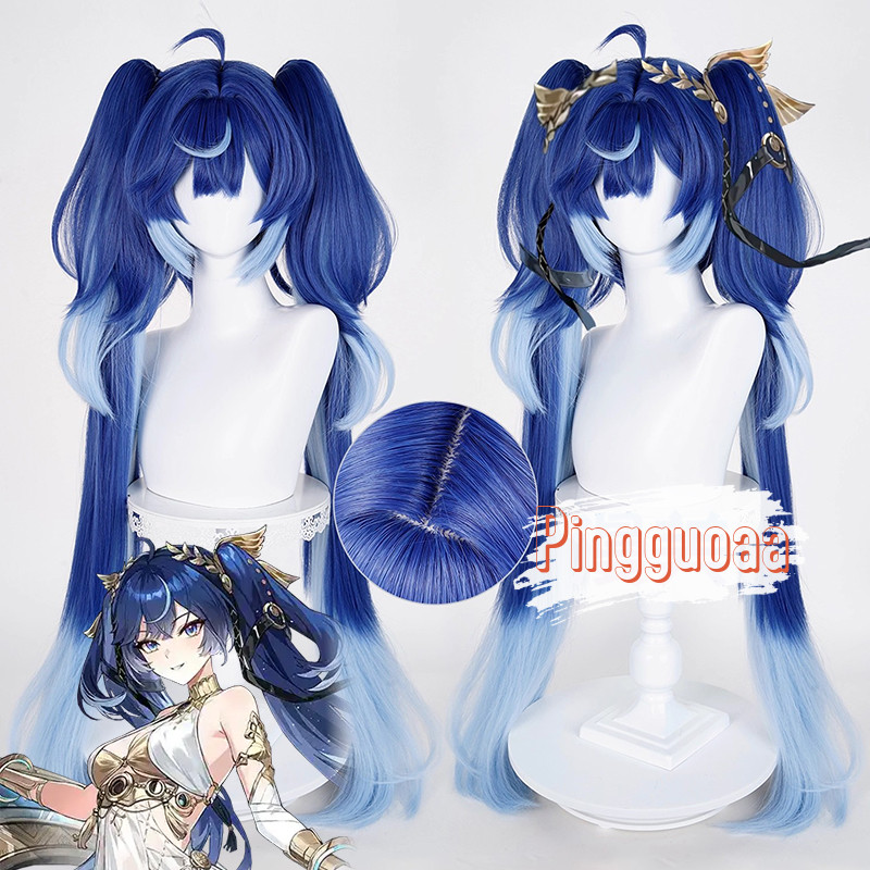 วิกผมสำหรับคอสเพลย์ Wuthering Waves Iuno ขนาด 100 ซม., ผมยาวคล้องไหล่ ทนต่อความร้อน ทำจากเส้นใยสังเคราะห์