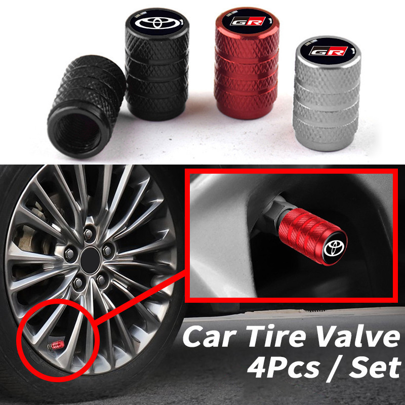 4 ชิ้น Toyota จุกปิดท่อเติมลมยาง​ สำหรับรถยนต์​ จุกลมยาง​อลูมิเนียมอัลลอยด์ จุกลมยางรถยนต์ สำหรับ Toyota Prius Fortuner