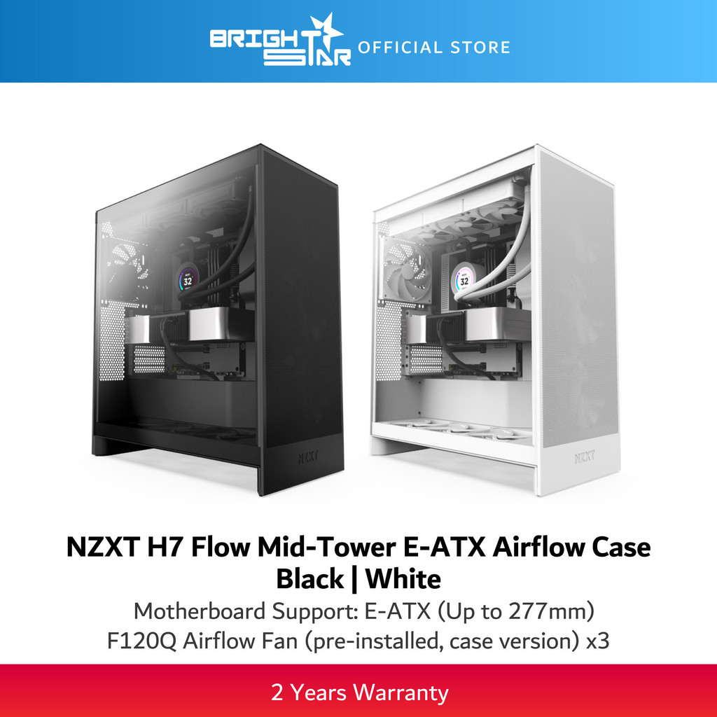 NZXT H7 Flow Mid-Tower ATX Airflow Case (2024 Edition) - สีดําด้าน
