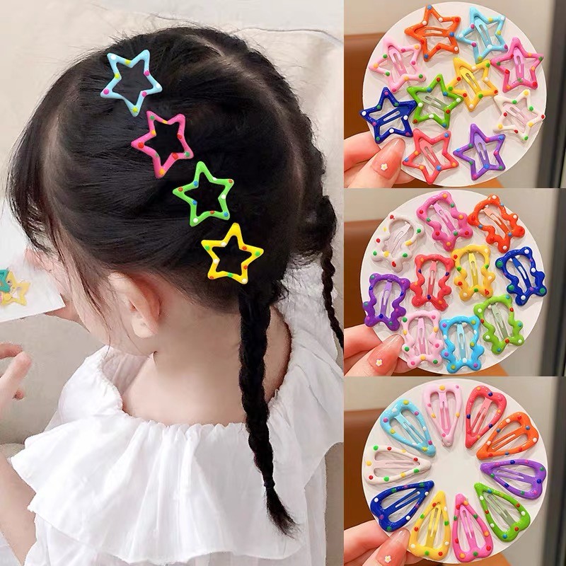 คลิปผมเด็ก 4/8 ชิ้น สีสันสดใสมินิ กิ๊บรัดผมด้านเรียบ