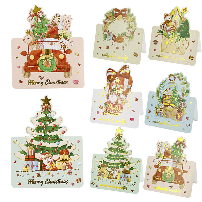 1/3/5 ชิ้น การ์ดอวยพรคริสต์มาสการ์ตูน / โปสการ์ดอวยพรเทศกาลปีใหม่ ของตกแต่งงานปาร์ตี้คริสต์มาส