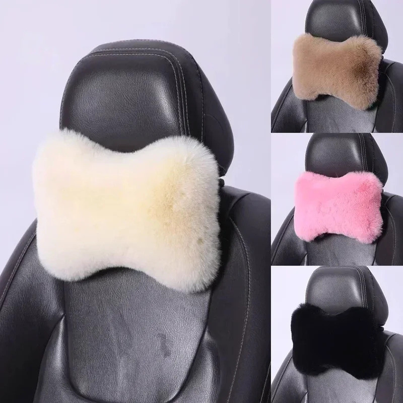 รถคอหมอน Plush Headrest เบาะ Warm Comfort Universal Lumbar Support สําหรับ Auto Seat อุปกรณ์เสริม