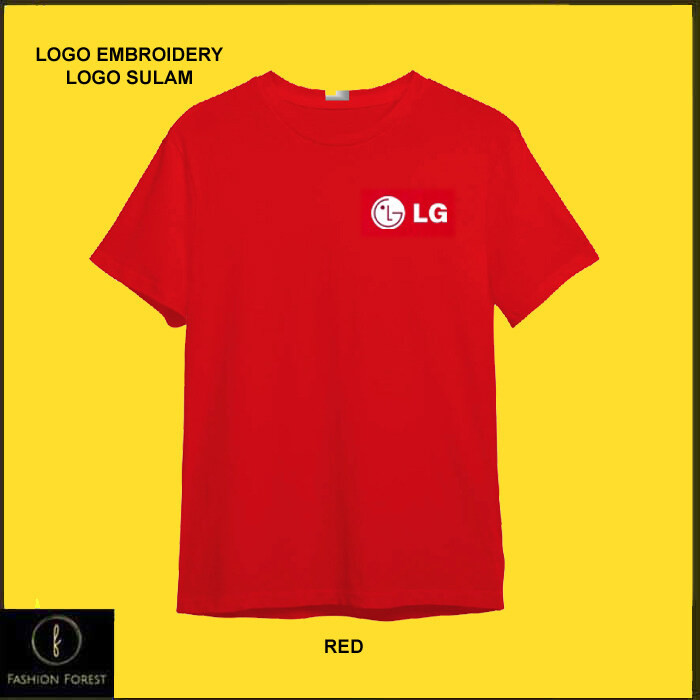 เสื้อยืดคอกลมผ้าฝ้ายสําหรับผู้ชายและผู้หญิงโลโก้เย็บปักถักร้อย LG Electronics BAJU SULAM