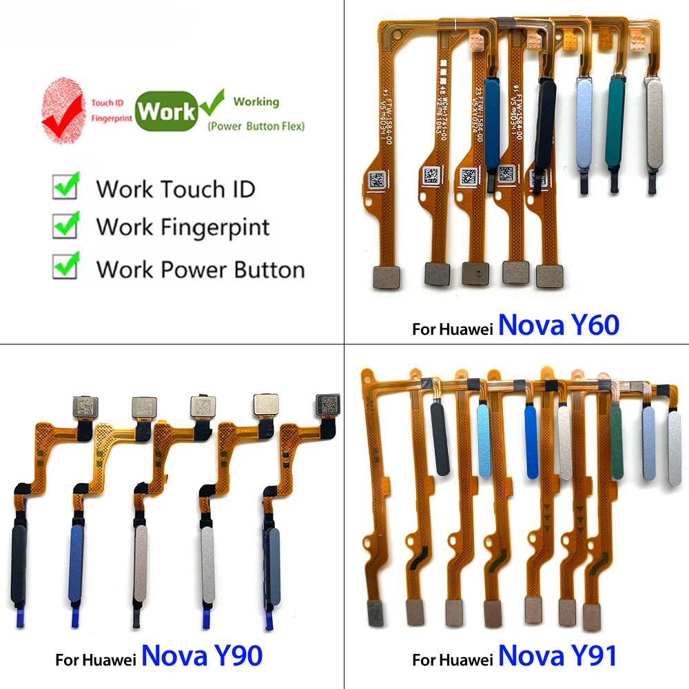 1pcs เซ็นเซอร์ลายนิ้วมือเครื่องสแกนเนอร์ Touch ID ปุ่ม Home Flex สําหรับ Huawei Nova Y60 Y90 Y91