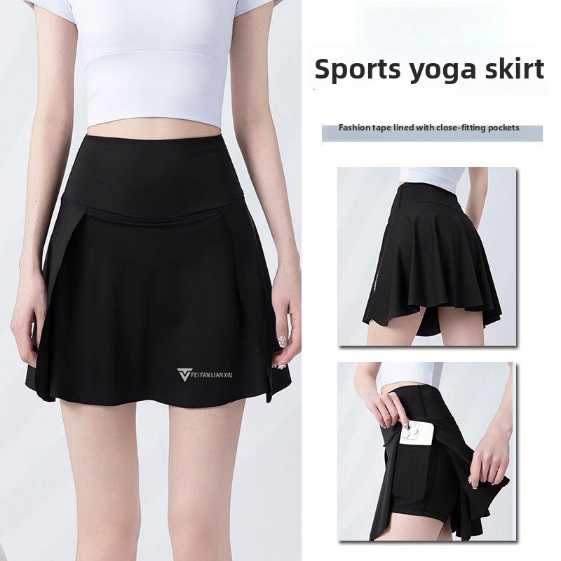 ชุดเทนนิสสองชิ้นสำหรับผู้หญิง แบบพรางแสงสะท้อน ออกแบบเอวสูง ทรงเอ แห้งเร็ว เหมาะสำหรับวิ่งออกกำลังกายกลางแจ้ง